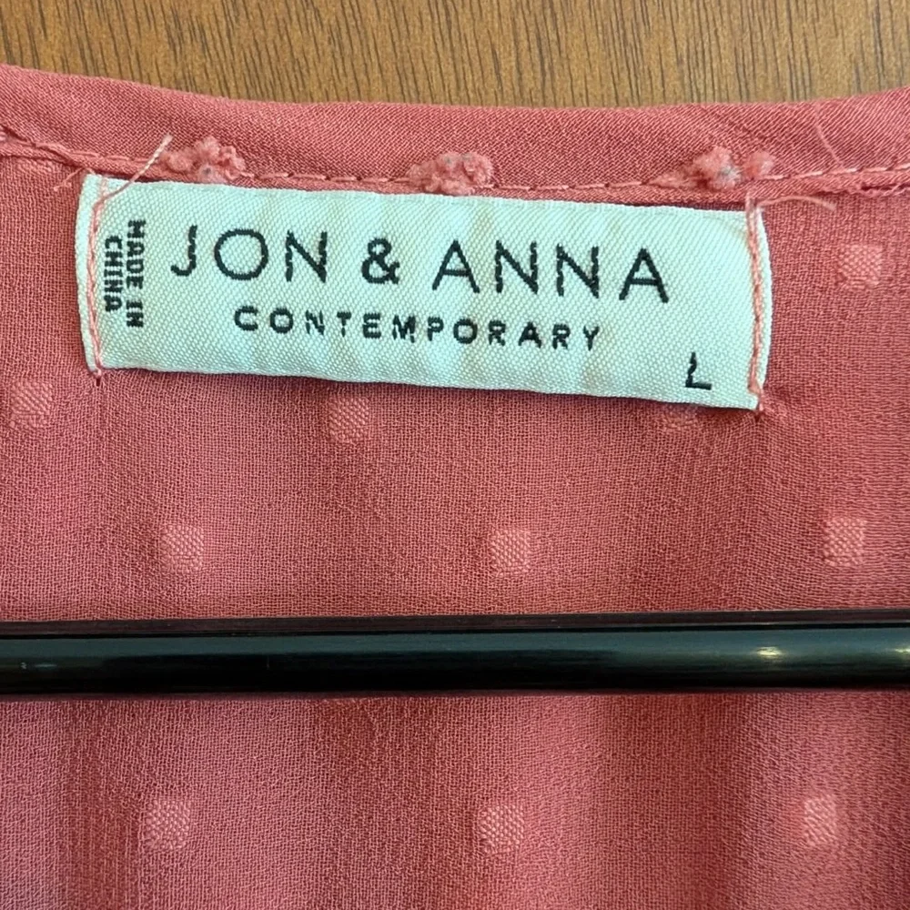Jon & Anna Dusty Rose Ruffle Swiss Dot Peasant Blouse - Picture 2 of 2